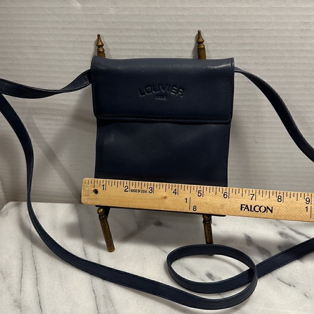 Louvier Paris blue leather crossbody wallet traveling - Picture 7 of 12